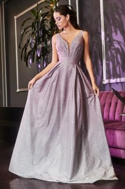 Long Metallic Glitter Ombre Dress By Cinderella Divine 9174