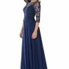 Long Navy Dress With Illusion Lace Sleeves By Poly USA 1 Long Navy Dress With Illusion Lace Sleeves By Poly USA -Dresses Shop long navy dress with illusion lace sleeves by poly usa long formal dresses poly usa s navy 834278