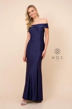 Long Off Shoulder Mermaid Dress By Nox Anabel N295 - Outlet