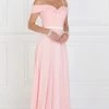 Ruched Long Off Shoulder Dress Elizabeth K GL1523 -Dresses Shop long off the shoulder blush dress with ruched bodice by elizabeth k long formal dresses elizabeth k xs blush 571818