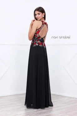 Long Open Back Dress With Embroidered Bodice By Nox Anabel 8275 -Dresses Shop long open back dress with embroidered bodice by nox anabel 8275 long formal dresses nox anabel 780135