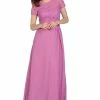 Long Orchid Dress With Short-Sleeved Lace Bodice By Poly USA -Dresses Shop long orchid dress with short sleeved lace bodice by poly usa long formal dresses poly usa s orchid 600844