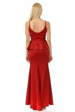 Pleated Long V-Neck Peplum Dress By Lenovia 5174 -Dresses Shop long pleated v neck peplum dress by lenovia 5174 long formal dresses lenovia 613689