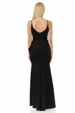 Pleated Long V-Neck Peplum Dress By Lenovia 5174 -Dresses Shop long pleated v neck peplum dress by lenovia 5174 long formal dresses lenovia 929202