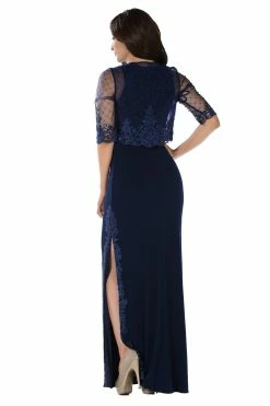 Long Plum Dress With Embellished Bolero Jacket By Poly USA -Dresses Shop long plum dress with embellished bolero jacket by poly usa long formal dresses poly usa 919076