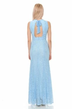 Long Red Lace Dress With Open Bow Back By Lenovia -Dresses Shop long red lace dress with open bow back by lenovia long formal dresses lenovia 402903