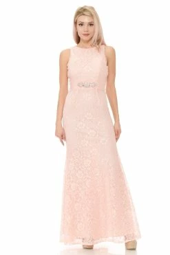 Long Red Lace Dress With Open Bow Back By Lenovia -Dresses Shop long red lace dress with open bow back by lenovia long formal dresses lenovia 609938