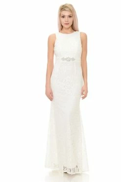 Long Red Lace Dress With Open Bow Back By Lenovia -Dresses Shop long red lace dress with open bow back by lenovia long formal dresses lenovia 645703