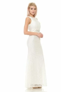 Long Red Lace Dress With Open Bow Back By Lenovia -Dresses Shop long red lace dress with open bow back by lenovia long formal dresses lenovia 856517