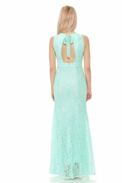 Long Red Lace Dress With Open Bow Back By Lenovia -Dresses Shop long red lace dress with open bow back by lenovia long formal dresses lenovia 987769