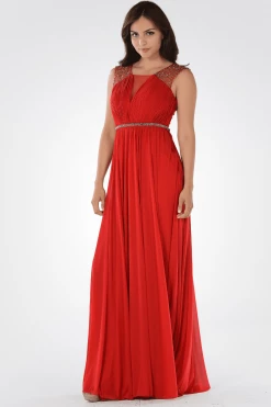 Long Ruched Dress With Sheer Back By Poly USA 7514 -Dresses Shop long ruched dress with sheer back by poly usa 7514 long formal dresses poly usa xs red 802306