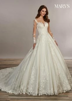 Long Sleeve Bridal Gown By Mary's Bridal MB3079 -Dresses Shop long sleeve bridal gown by marys bridal mb3079 wedding dresses florencia by marys bridal 0 ivorynude 602916