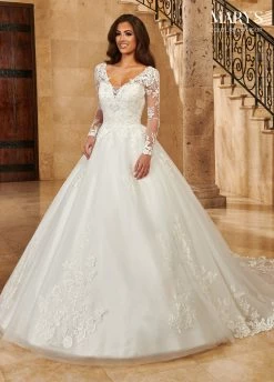 Long Sleeve Bridal Gown By Mary's Bridal MB4130