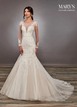 Long Sleeve Overskirt Wedding Gown By Mary's Bridal MB4081 -Dresses Shop long sleeve overskirt wedding gown by marys bridal mb4081 wedding dresses marys bridal couture damour collection 381848