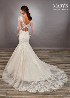 Long Sleeve Overskirt Wedding Gown By Mary's Bridal MB4081 -Dresses Shop long sleeve overskirt wedding gown by marys bridal mb4081 wedding dresses marys bridal couture damour collection 702707