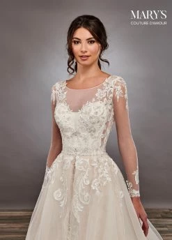 Long Sleeve Overskirt Wedding Gown By Mary's Bridal MB4081 -Dresses Shop long sleeve overskirt wedding gown by marys bridal mb4081 wedding dresses marys bridal couture damour collection 854150