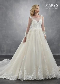 Long Sleeve Wedding Dress By Mary's Bridal MB4044 -Dresses Shop long sleeve wedding dress by marys bridal mb4044 wedding dresses marys bridal couture damour collection 653746