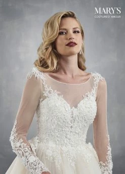 Long Sleeve Wedding Dress By Mary's Bridal MB4044 -Dresses Shop long sleeve wedding dress by marys bridal mb4044 wedding dresses marys bridal couture damour collection 815531