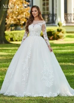 Long Sleeve Wedding Dress By Mary's Bridal MB4096