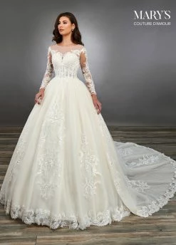 Long Sleeve Wedding Dress By Mary's Bridal MB4096 -Dresses Shop long sleeve wedding dress by marys bridal mb4096 wedding dresses marys bridal couture damour collection 660262