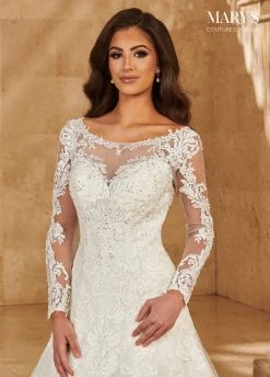 Long Sleeve Wedding Dress By Mary's Bridal MB4125 -Dresses Shop long sleeve wedding dress by marys bridal mb4125 wedding dresses marys bridal couture damour collection 373389