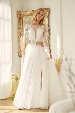 Long Sleeve Wedding Gown By Nox Anabel JE911 -Dresses Shop long sleeve wedding gown by nox anabel je911 long formal dresses nox anabel 252388