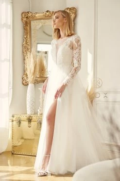 Long Sleeve Wedding Gown By Nox Anabel JE911 -Dresses Shop long sleeve wedding gown by nox anabel je911 long formal dresses nox anabel 431485