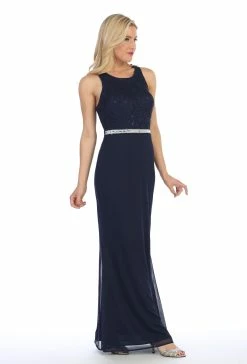 Long Sleeveless Dress With Floral Lace Bodice By Celavie 6253-L -Dresses Shop long sleeveless dress with floral lace bodice by celavie 6253 l long formal dresses celavie 921924