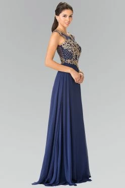 Long Sleeveless Dress With Gold Applique By Elizabeth K GL2316 -Dresses Shop long sleeveless dress with gold applique by elizabeth k gl2316 long formal dresses elizabeth k 606693