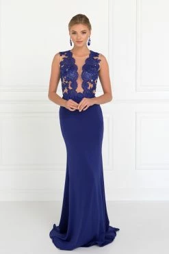 Long Sleeveless Lace Embellished Dress By Elizabeth K GL2286