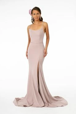 Long Square Neck Jersey Dress With Side Slit By Elizabeth K GL2670 -Dresses Shop long square neck jersey dress with side slit by elizabeth k gl2670 long formal dresses elizabeth k xs mauve 663327