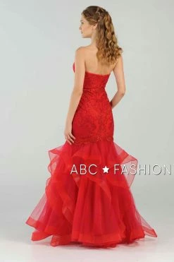 Long Strapless Mermaid Dress With Ruffled Skirt By Poly USA 8198 -Dresses Shop long strapless mermaid dress with ruffled skirt by poly usa 8198 long formal dresses poly usa 336374