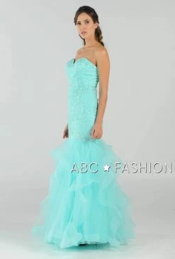 Long Strapless Mermaid Dress With Ruffled Skirt By Poly USA 8198 -Dresses Shop long strapless mermaid dress with ruffled skirt by poly usa 8198 long formal dresses poly usa 362512