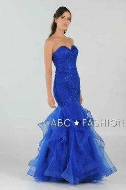 Long Strapless Mermaid Dress With Ruffled Skirt By Poly USA 8198 -Dresses Shop long strapless mermaid dress with ruffled skirt by poly usa 8198 long formal dresses poly usa 884014