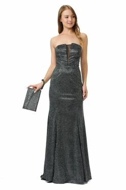 Long Strapless Metallic Glitter Dress By Poly USA 8490 10 Long Strapless Metallic Glitter Dress By Poly USA 8490 -Dresses Shop long strapless metallic glitter dress by poly usa 8490 long formal dresses poly usa xs blacksilver 132557