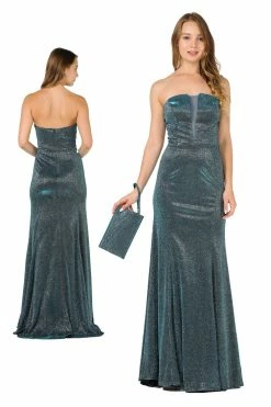 Long Strapless Metallic Glitter Dress By Poly USA 8490 9 Long Strapless Metallic Glitter Dress By Poly USA 8490 -Dresses Shop long strapless metallic glitter dress by poly usa 8490 long formal dresses poly usa xs teal green 706255