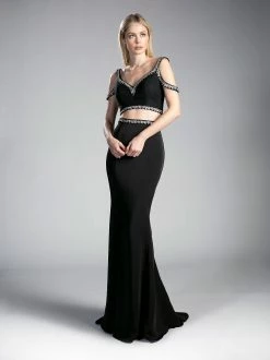 Long Two-Piece Cold Shoulder Dress By Cinderella Divine 13114A 10 Long Two-Piece Cold Shoulder Dress By Cinderella Divine 13114A -Dresses Shop long two piece dress with cold shoulder top by cinderella divine 13114a long formal dresses cinderella divine 4 black 625392