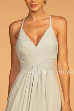 Long V-Neck Chiffon Dress With Pleated Bodice By Elizabeth K GL2609 -Dresses Shop long v neck chiffon dress with pleated bodice by elizabeth k gl2609 long formal dresses elizabeth k 393385