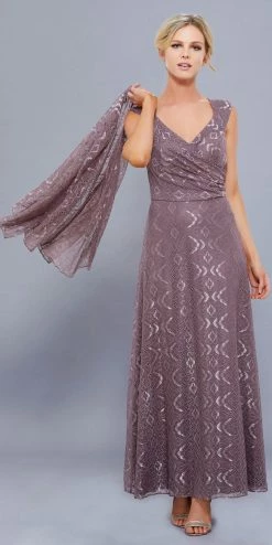 Long V Neck Lace Dress With Jacket By Nox Anabel 5140 -Dresses Shop long v neck lace dress with jacket by nox anabel 5140 long formal dresses nox anabel 145632