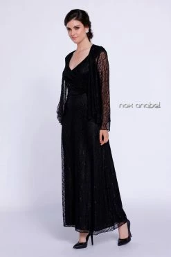 Long V Neck Lace Dress With Jacket By Nox Anabel 5140