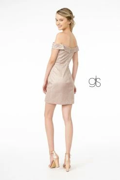 Metallic Glitter Short Off Shoulder Dress By Elizabeth K GS2856 -Dresses Shop metallic glitter short off shoulder dress by elizabeth k gs2856 short cocktail dresses elizabeth k 764119