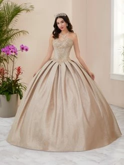 Metallic Glitter Strapless Quinceanera Dress By Fiesta Gowns 56404