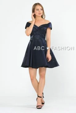 Metallic Short Off The Shoulder Dress By Poly USA 8238 -Dresses Shop metallic short off the shoulder dress by poly usa 8238 short cocktail dresses poly usa 157143