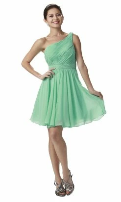 Mint Green Short One Shoulder Ruched Dress By Poly USA