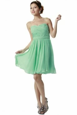 Mint Ruched Short Strapless Sweetheart Dress By Poly USA