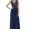 Navy Blue Long Illusion Dress With Beaded Bodice By Poly USA -Dresses Shop navy blue long illusion dress with beaded bodice by poly usa long formal dresses poly usa xs navy 524200