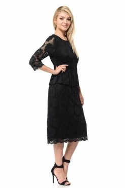 Navy Blue Short Floral Lace Dress With Sleeves By Lenovia 31 Navy Blue Short Floral Lace Dress With Sleeves By Lenovia -Dresses Shop navy blue short floral lace dress with sleeves by lenovia short cocktail dresses lenovia 332520