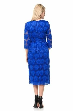 Navy Blue Short Floral Lace Dress With Sleeves By Lenovia 24 Navy Blue Short Floral Lace Dress With Sleeves By Lenovia -Dresses Shop navy blue short floral lace dress with sleeves by lenovia short cocktail dresses lenovia 560308