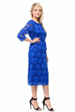 Navy Blue Short Floral Lace Dress With Sleeves By Lenovia 25 Navy Blue Short Floral Lace Dress With Sleeves By Lenovia -Dresses Shop navy blue short floral lace dress with sleeves by lenovia short cocktail dresses lenovia 895861