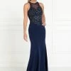 Navy Mermaid Gown With Beaded Illusion Bodice By Elizabeth K GL1568 -Dresses Shop navy mermaid gown with beaded illusion bodice by elizabeth k gl1568 long formal dresses elizabeth k xs navy 107056
